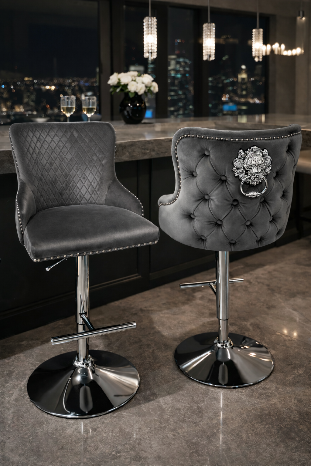Lewis Dark Grey Stool